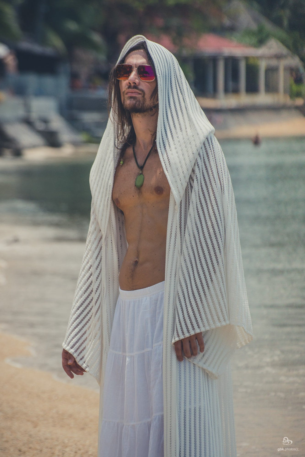 Men's Shaman Robe Intergalactic Druid Robe (White) | Shaman Ceremony Clothing