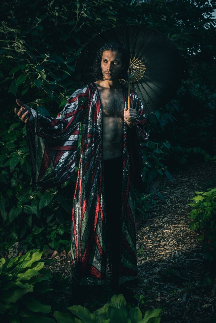 Solar Energy Sequin Kimono (Red/Silver/Black)