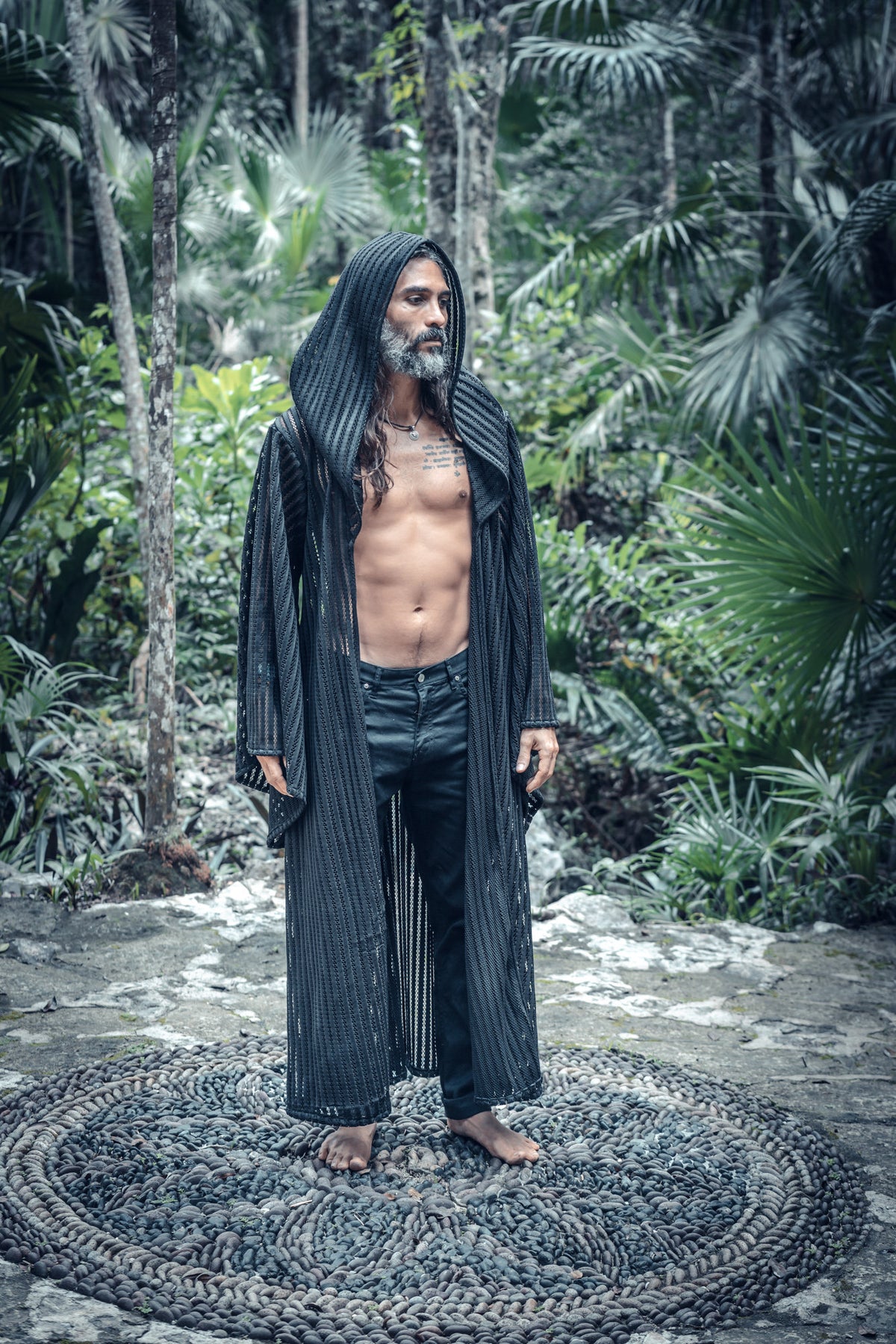 Intergalactic Druid Robe (Black) | Post Apocalyptic Jedi Kimono