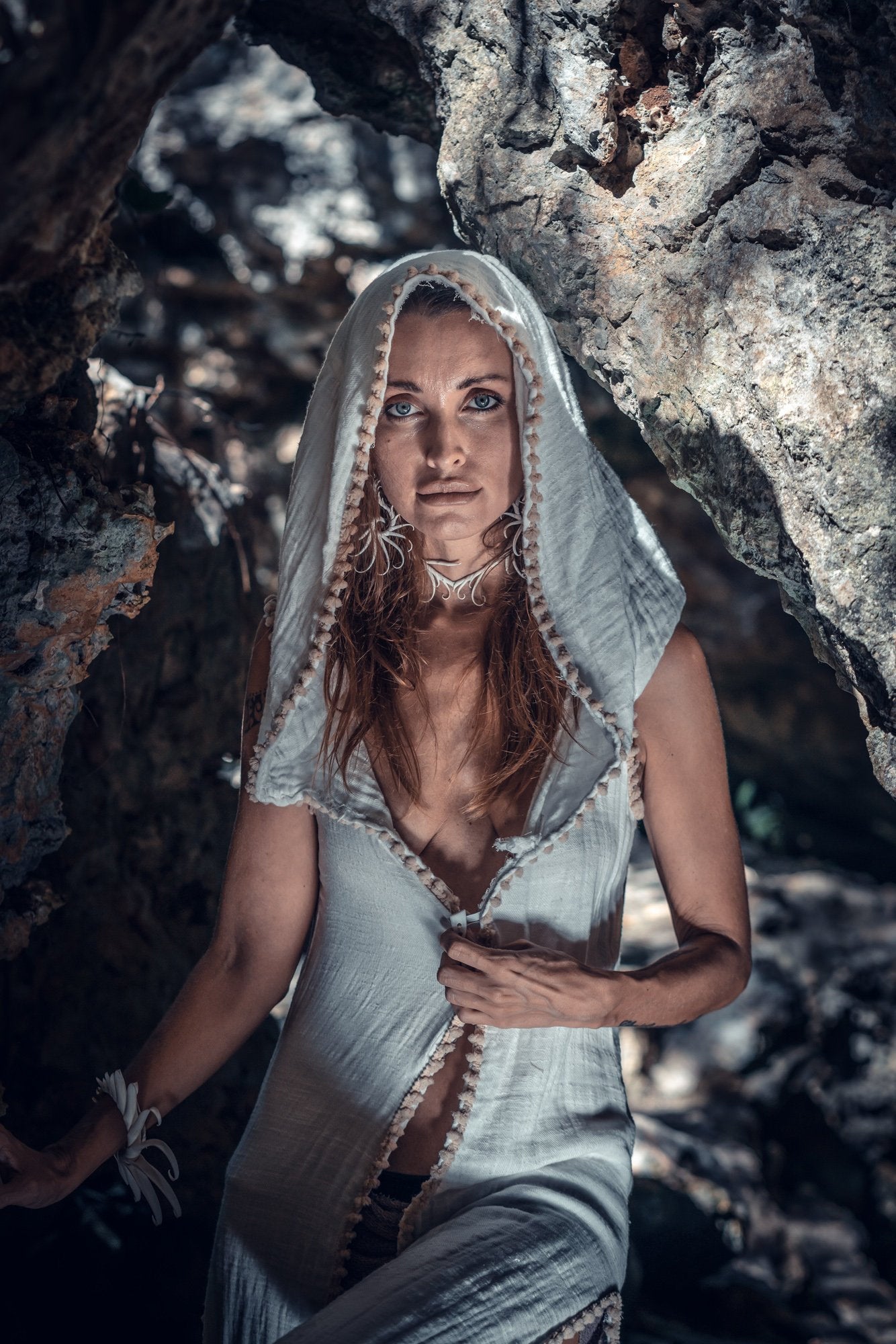 High Priestess Goddess Robe | White Cotton Ceremony Clothing